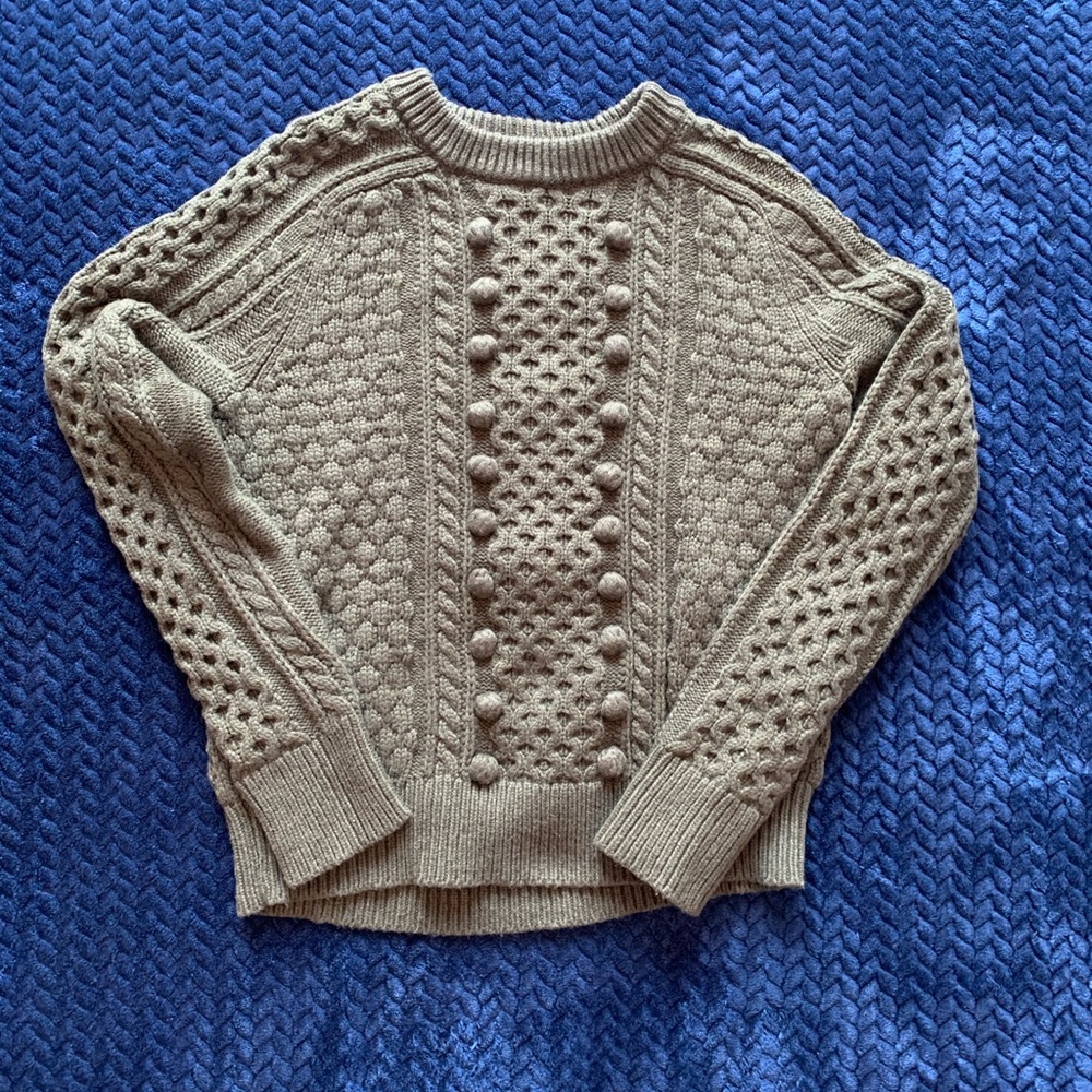 J Crew Cable Knit Olive Sweater